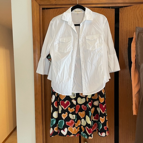 Full button front L skirt, colorful hearts print - Picture 4 of 5